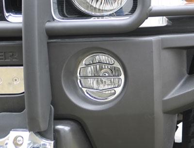H3 SMOOTH CHROME BILLET DRIVING LIGHT COVERS, PR.