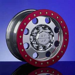 Cepek G.T. Hummer H1 18" x 9.5" Polished Simulated Beadlock Wheel - RED