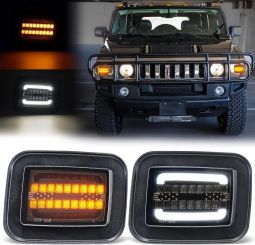 Hummer H2 & H2 SUT Smoked Front Corner DRL Turn Signal Lights