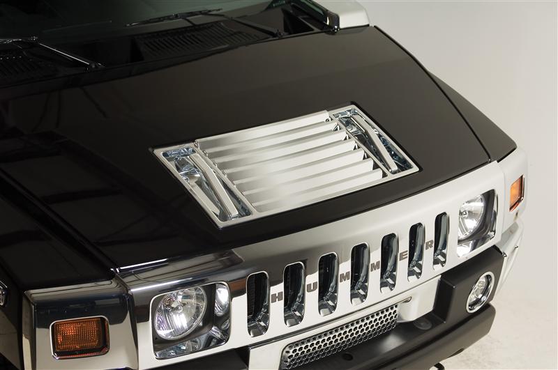 Silverautoparts Gloss Black Hood Deck Vent With Handle Covers – Fits 2003-2009 Hummer H2 6.0L 6.2L – No Drilling Needed