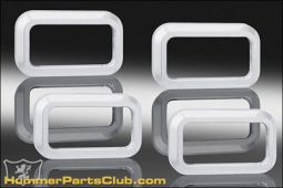 DefenderWorx Hummer H2 & SUT Billet Chrome MINI LAMP BEZELS Smooth