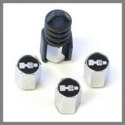 Hummer H3 Logo LOCKING Valve Stem Caps - Chrome (Set of 4)