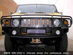GrillCraft Hummer H2 & SUT MX Series Upper Grille Inserts for OE Grille Guard (Silver or Black)