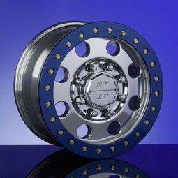 Cepek G.T. Hummer H1 18" x 9.5" Polished Simulated Beadlock Wheel - BLUE