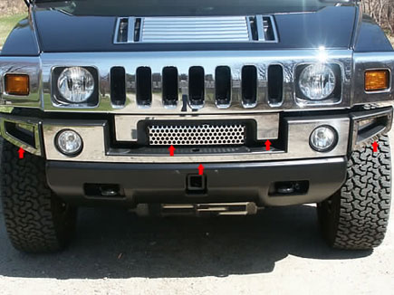 HPW Hummer H2 & SUT Premium Stainless Steel Front Bumper Trim Kit
