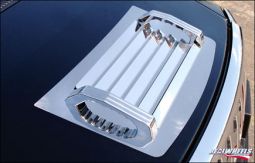 Real Wheels Hummer H2 & SUT Stainless Steel 1Piece Top Grille With Grooved Billet Aluminum Hood Hand