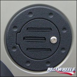 Real Wheels Hummer H3 Billet Black Powder Coated Grooved Locking Fuel Door each