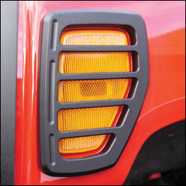 Real Wheels Billet Black Powder Coated Front Marker Light Surrounds w/ Inserts per pair