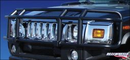 Real Wheels H2 & H2 SUT Stainless Black Powder Coated Double Tier Wrap Around Brush Guard w/o Insert