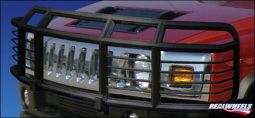 RealWheels H2 & H2 SUT Stainless Black Powder Coated Double Tier Wrap Around Brush Guard With Insert