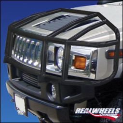 Real Wheels Hummer H2 & SUT Black Powder Coated, Over-The-Hood, Wrap Around Brush Guard Without Inse