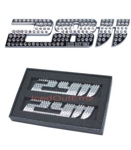 Iced Out Emz Series 2 Chrome Swarovski crystal encrusted 28 inch wheel badge (Pair)