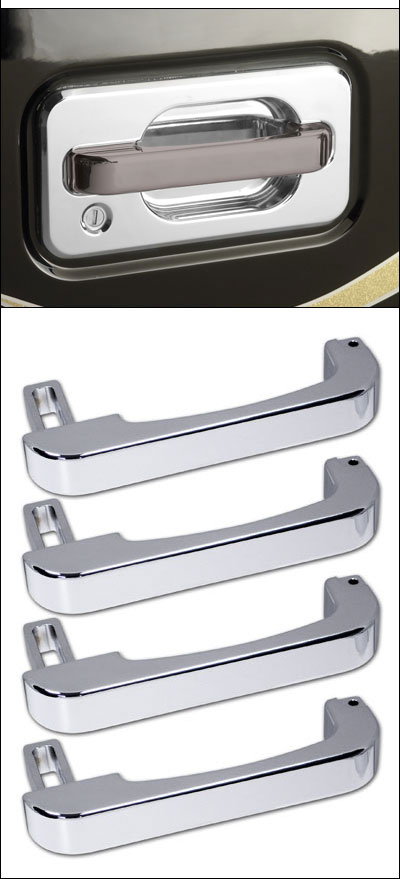 H20047SC 2005-2010 H2 Hummer SUT Chrome Billet Tail Gate Bucket & Handle Set | Pirate Mfg